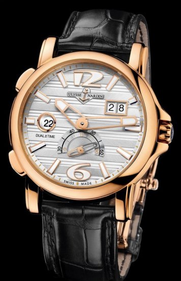 Ulysse Nardin Dual Time (RG / Silver / Leather Strap) 246-55/60 - Click Image to Close