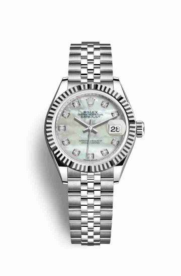 Swiss Replica Rolex Datejust 28 White gold 279174 White mother-of-pearl diamonds Watch - Click Image to Close