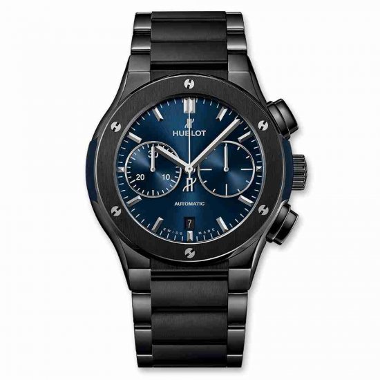 Swiss Replica Hublot Classic Fusion Chronograph Ceramic Blue Bracelet 45mm 520.CM.7170.CM - Click Image to Close