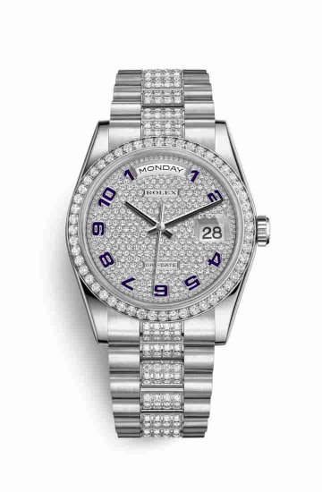 Swiss Replica Rolex Day-Date 36 Platinum 118346 Diamond-paved Dial Watch - Click Image to Close