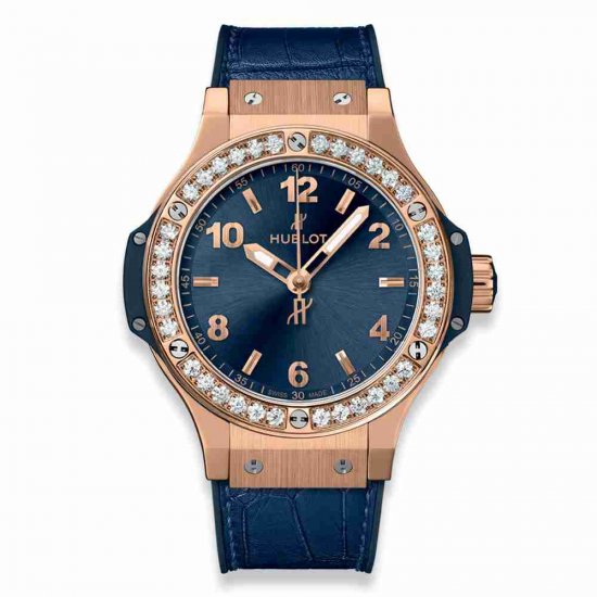 Swiss Replica Hublot Big Bang Gold Blue Diamonds 38mm 361.PX.7180.LR.1204 - Click Image to Close