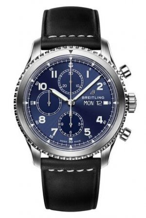 Swiss Replica Breitling Navitimer 8 Chronograph Blue Dial Leather Strap A13314101C1X1