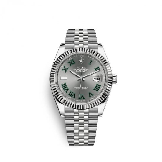 Fake Rolex Datejust 41 Oystersteel 18 ct white gold M126334-0022 Slate Dial Watch - Click Image to Close