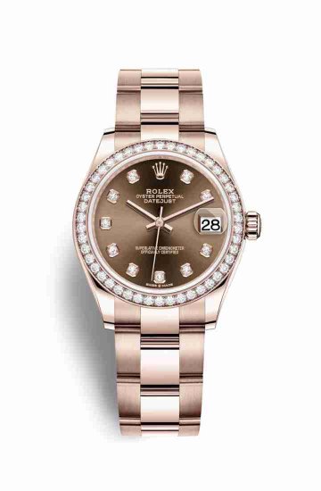 Swiss Replica Rolex Datejust 31 Everose gold 278285RBR Chocolate diamonds Watch - Click Image to Close