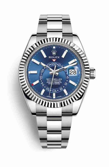 Swiss Replica Rolex Sky-Dweller White gold 326934 Blue Dial Watch - Click Image to Close