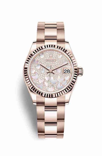 Swiss Replica Rolex Datejust 31 Everose gold 278275 Paved mother-of-pearl butterfly Dial Watch - Click Image to Close