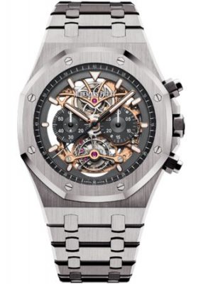 Swiss Replica Audemars Piguet Royal Oak Tourbillon Chronograph Openworked Titanium 26347TI.OO.1205TI.01