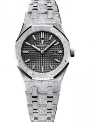 Swiss Replica Audemars Piguet Royal Oak 67653 Quartz Frosted White Gold Pink Bracelet 67653BC.GG.1263BC.02