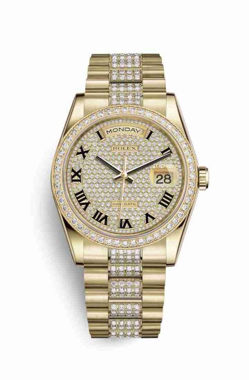 Swiss Replica Rolex Day-Date 36 118348 Diamond-paved Dial Watch - Click Image to Close