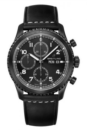 Swiss Replica Breitling Navitimer 8 Chronograph Blacksteel Black Dial Leather Strap M13314101B1X1