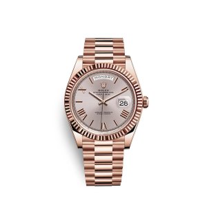 Fake Rolex Day-Date 40 18 ct Everose gold M228235-0001 Sundust Dial Watch