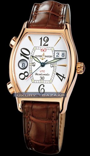 Ulysse Nardin Michelangelo UTC Dual Time (RG / Silver / Leather)