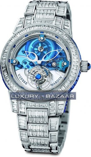 Ulysse Nardin Tourbillon (Platinum/Royal Blue- 200 Diamonds/Leat - Click Image to Close