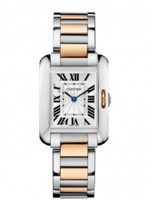 Cartier Tank Anglaise Steel & Rose Gold Ladies Watch W5310019