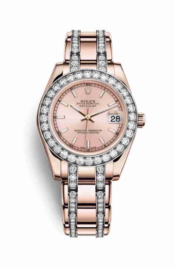 Swiss Replica Rolex Pearlmaster 34 Everose gold 81285 Pink Dial Watch - Click Image to Close