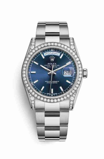 Swiss Replica Rolex Day-Date 36 diamonds 118389 Blue Dial Watch - Click Image to Close