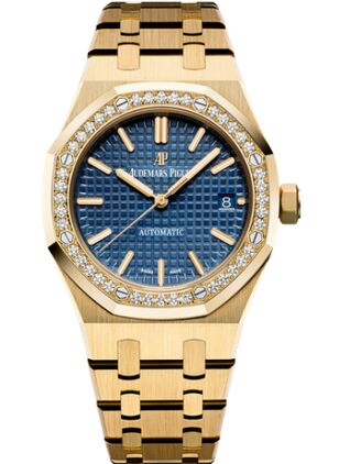 Swiss Replica Audemars Piguet Royal Oak 15451 Selfwinding Yellow Gold Blue 15451BA.ZZ.1256BA.01 - Click Image to Close