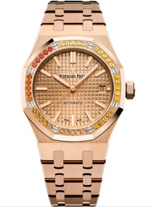 Swiss Replica Audemars Piguet Royal Oak 15451 Selfwinding Pink Gold Pink Sapphire 15451OR.YY.1256OR.01 - Click Image to Close