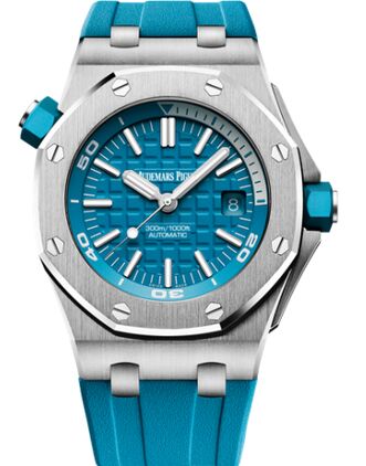 Swiss Replica Audemars Piguet Royal Oak Offshore Diver Stainless Steel Turquoise 15710ST.OO.A032CA.01 - Click Image to Close