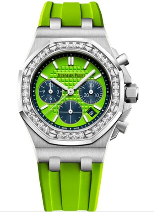 Swiss Replica Audemars Piguet Royal Oak OffShore 26231 Lady Chronograph Stainless Steel Green Diamond 26231ST.ZZ.D038CA.01 - Click Image to Close