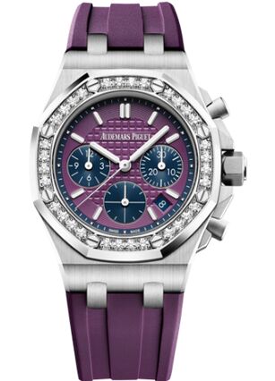 Swiss Replica Audemars Piguet Royal Oak OffShore 26231 Lady Chronograph Stainless Steel Plum Diamond 26231ST.ZZ.D075CA.01 - Click Image to Close