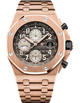 Swiss Replica Audemars Piguet Royal Oak Offshore 26470 Pink Gold Grey Bracelet 26470OR.OO.1000OR.02 - Click Image to Close