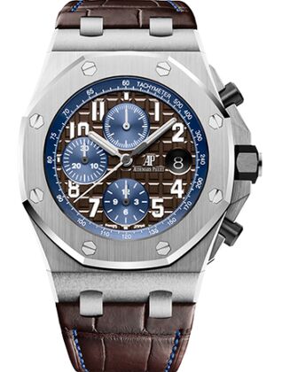 Swiss Replica Audemars Piguet Royal Oak Offshore 26470 Stainless Steel Brown Alligator 26470ST.OO.A099CR.01 - Click Image to Close