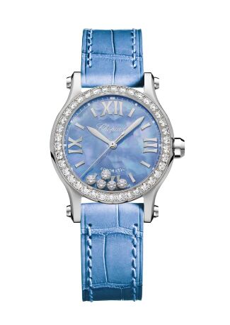 Swiss Replica Chopard Happy Sport Stainless Steel Mother Of Pearl & Diamonds 278573-3010 - Click Image to Close