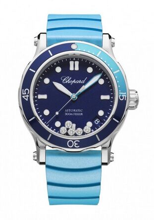 Swiss Replica Chopard Happy Ocean Stainless Steel & Diamonds Ladies 278587-3001 - Click Image to Close