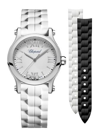 Swiss Replica Chopard Happy Sport 30 MM Quartz Stainless Steel And Diamonds 278590-3001 - Click Image to Close