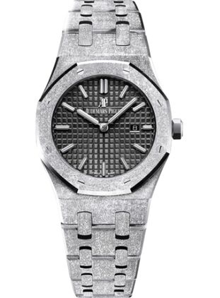 Swiss Replica Audemars Piguet Royal Oak 67653 Quartz Frosted White Gold Pink Bracelet 67653BC.GG.1263BC.02 - Click Image to Close