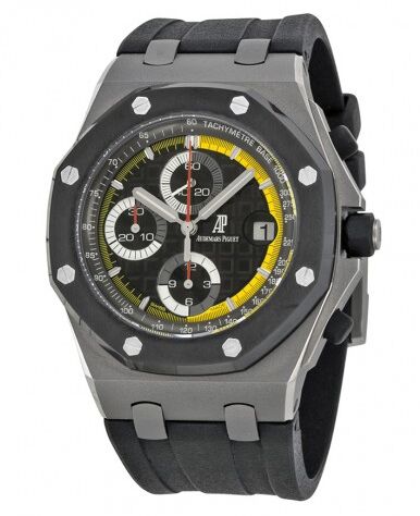 Audemars Piguet Royal Oak Offshore Black Dial Rubber Men's Watch - Click Image to Close